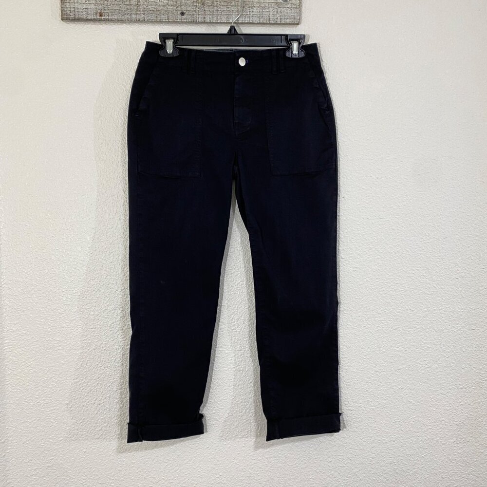 Pilcro Women's Sz 25 P Black Cropped Utility Pants With Pocket Mid Rise Retro